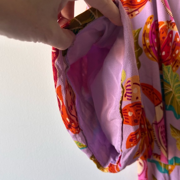 Farm Rio Size XS Mixed Beaks & Bananas Max Wrap Dress Vibrant Floral Designer - Picture 12 of 13